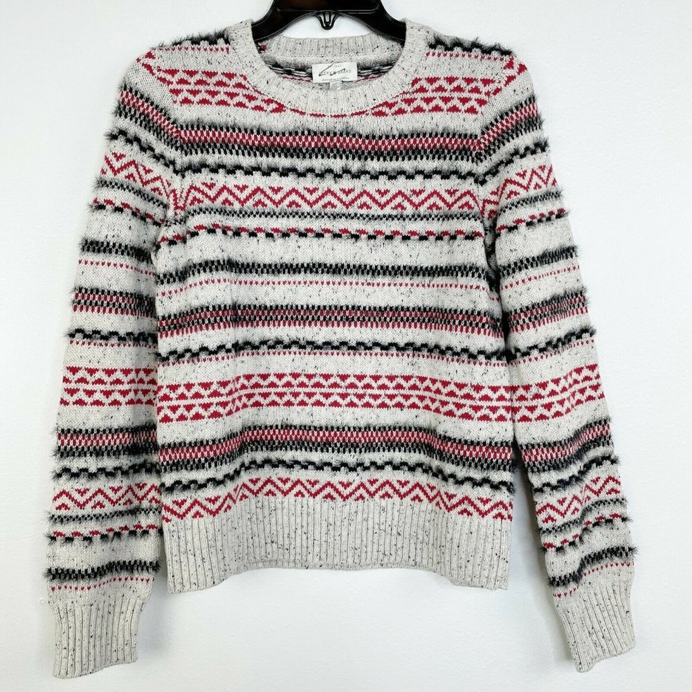 Lucky Brand Sweater Size S Striped Fair Isle Women's Cotton Wool Blend *LIKE NEW